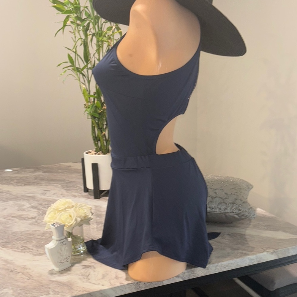 Amazon Essentials Blue Asymmetrical Sundress Sleeveless Resort Wear - Picture 4 of 13